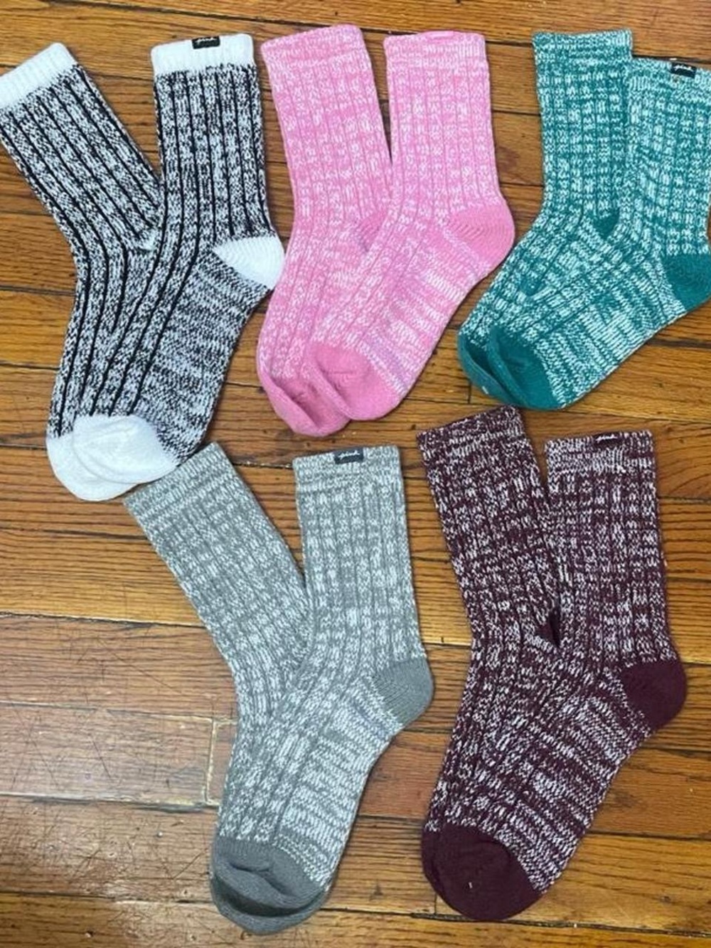 PINK Victoria's Secret Marled Crew Socks - Pink, Teal, Gray, Black, Burgundy
